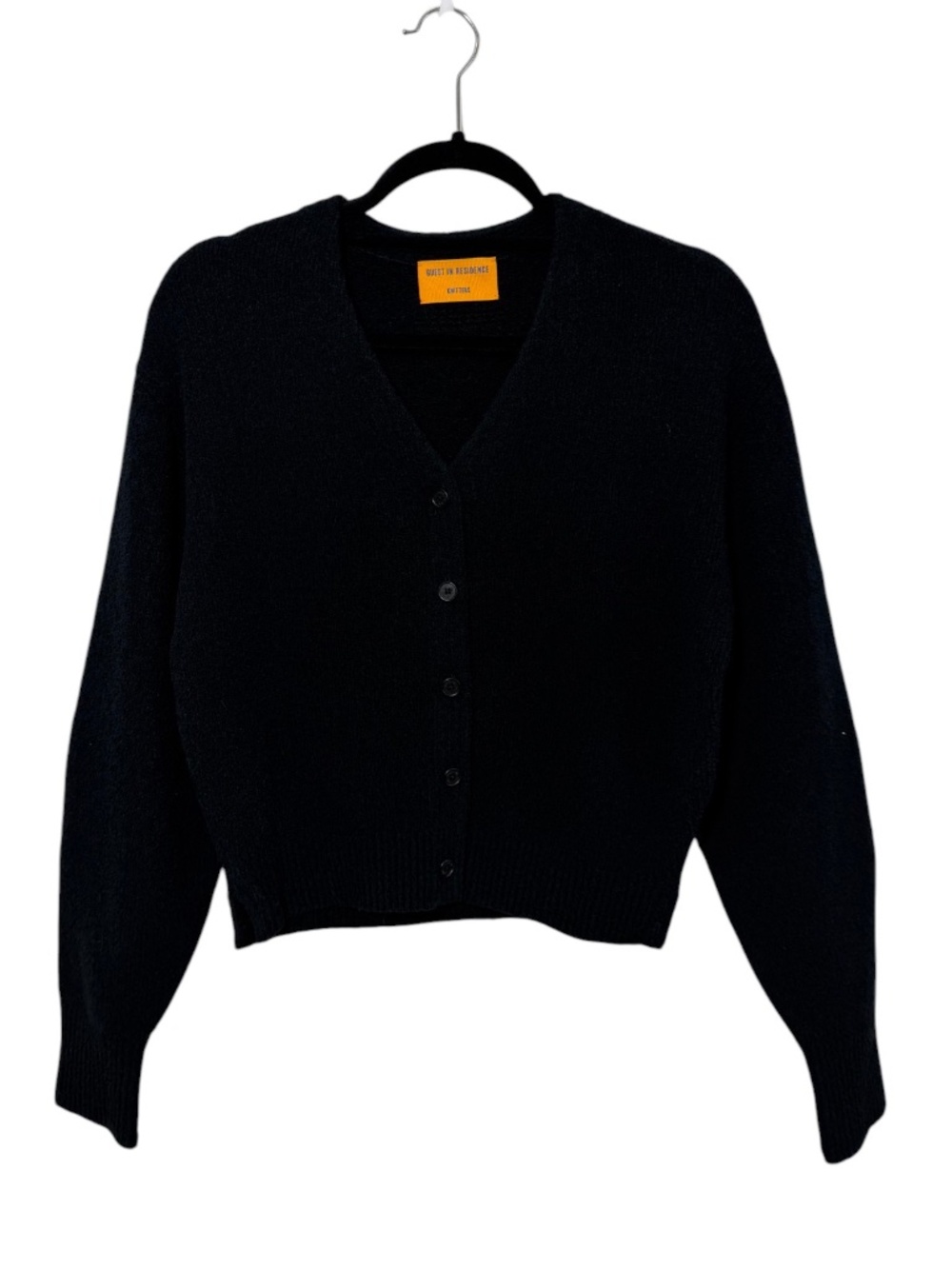 NWT Guest In Residence Boucle Collegiate Cardigan XS Black Organic Cotton $275